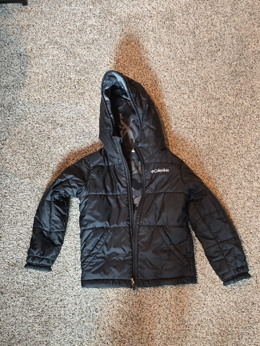 Columbia Black Quilted Hooded Jacket